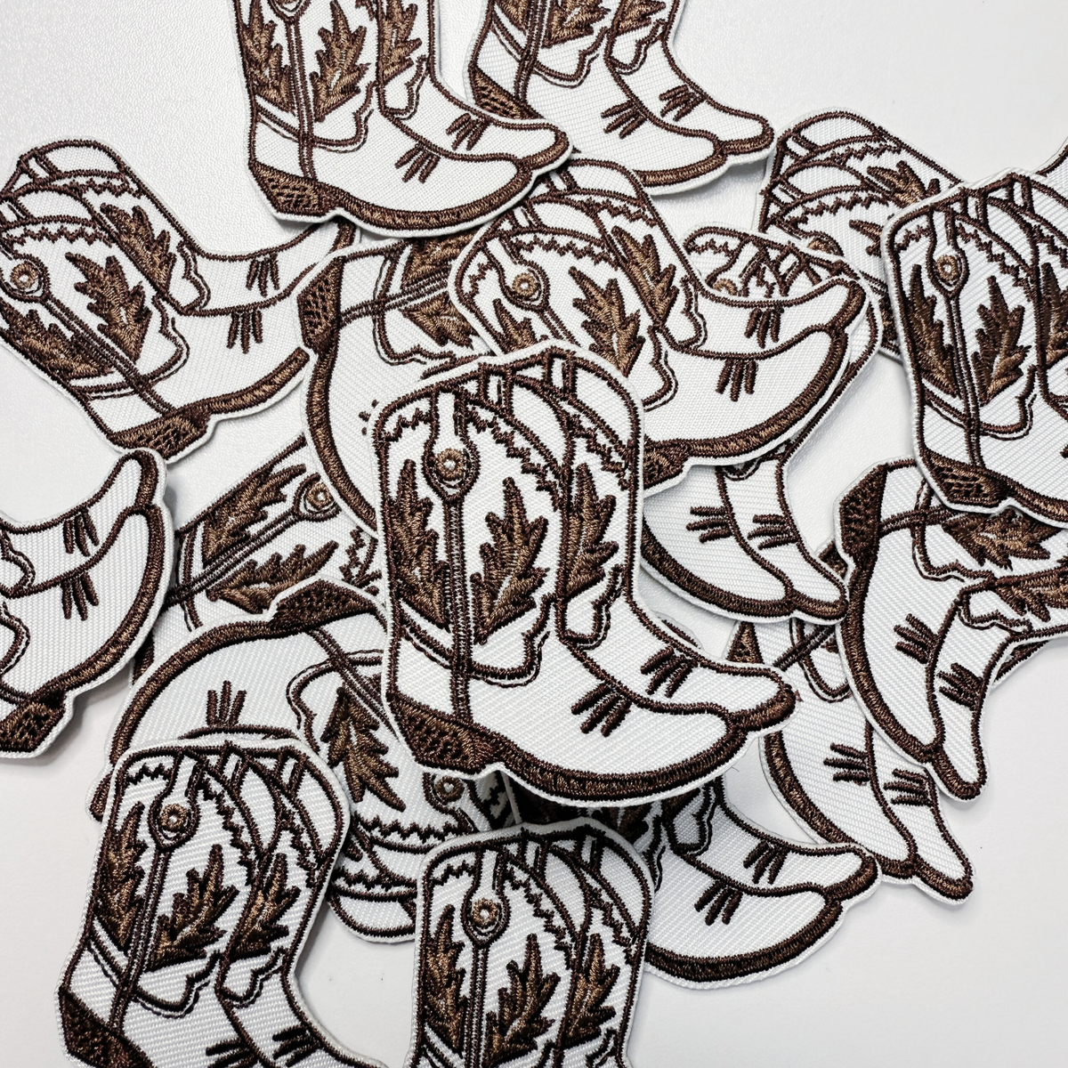 2" Cowboy Boots in BROWN  -  Embroidered Hat Patch